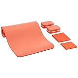 Amazon Basics - Esterilla de yoga de 1,3 cm de grosor, lote de 6 artículos, rojo coral