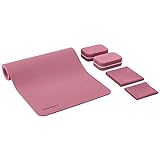 Amazon Basics - Esterilla de yoga en TPE de 0,6 cm de grosor, lote de 6 artículos, burdeos
