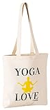 FremiBag Yoga Love - Bolsa de la compra | Bolsa de tela con asa larga para esterilla de yoga | Bolsa de yoga