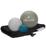 Navaris Set de 3 pelotas para masajes - Bolas de lacrosse en dif. tamaños para automasajes - Bolas para aliviar dolor fisioterapia terapia de puntos