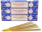 Satya Nag Champa - Varitas de incienso (15 g), 3 packs = 36 sticks