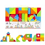 deAO Bloques de Construcción Gomaespuma Juguete para Aprendizaje Creativo Infantil Conjunto de Cubos Multicolores 131 Piezas